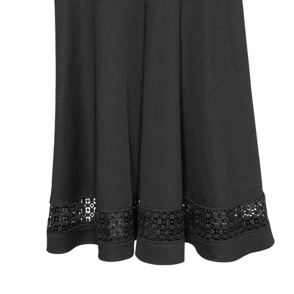 ModCloth Black Fit & Flare Lace Hem Midi Dress | Size Large - Picture 10 of 16